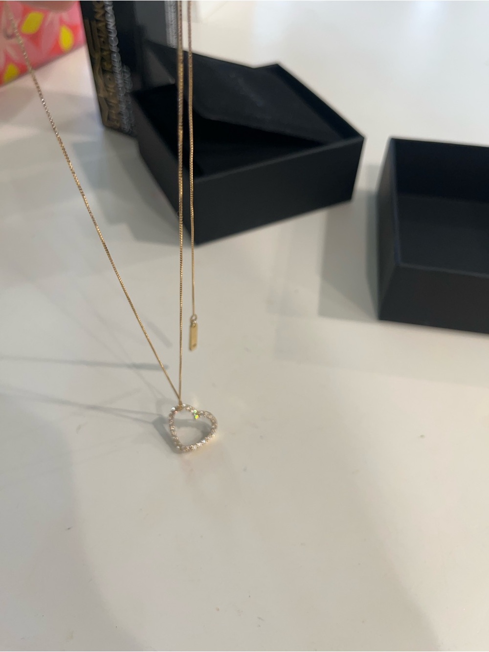 14K gold and diamonique heart pendant - Picture 5 of 6
